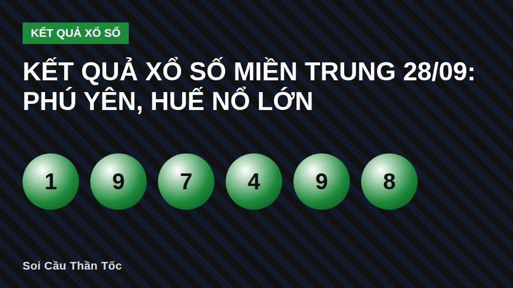 Kết quả xổ số miền Trung 28/09: Phú Yên, Huế nổ lớn