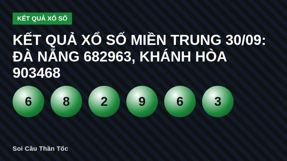 Kết quả xổ số miền Trung 30/09: Đà Nẵng 682963, Khánh Hòa 903468